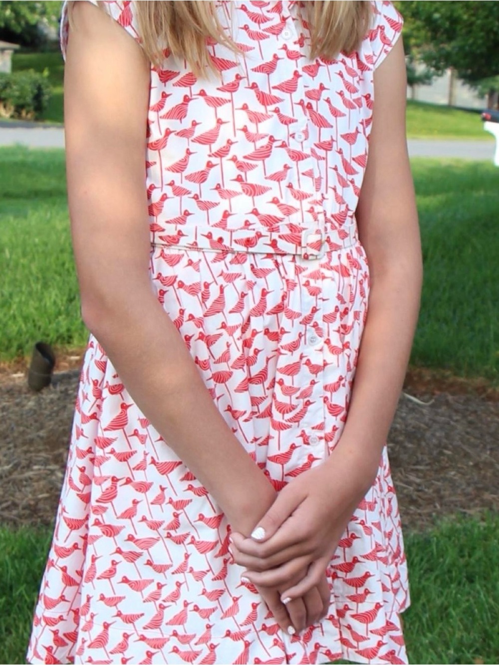 kate spade White Dress with Red Bird Print